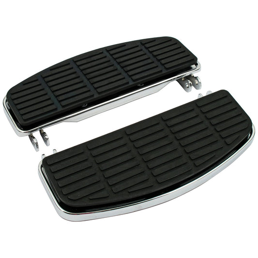 MotoTown 10 in. Rider Floorboard Set - Chrome with Black Pads, OEM 50621-06
