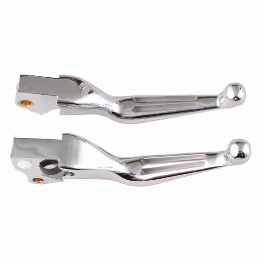 MotoTown 2-Slot Brake & Clutch Lever Set - Chrome, 2007-2013 Sportster