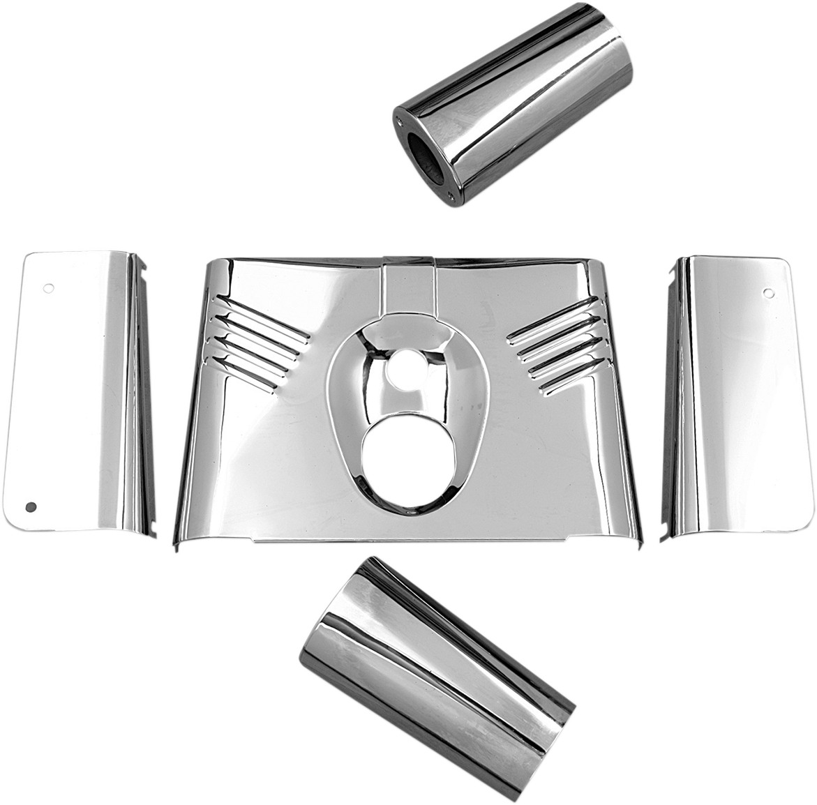 MotoTown 5-Piece Ribbed Fork Tin Set, Chrome