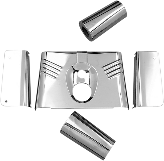 MotoTown 5-Piece Ribbed Fork Tin Set, Chrome