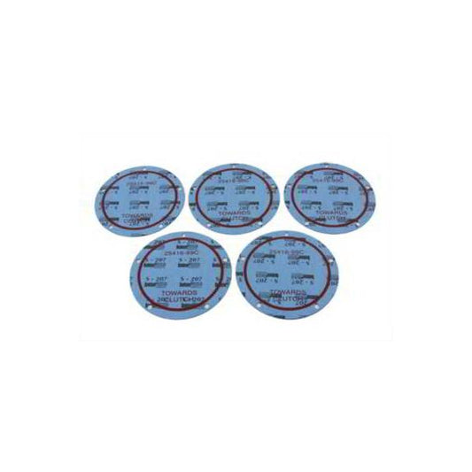 MotoTown 5-Pack 5-Hole Derby Cover Gasket, OEM 25416-99C - Gray / Red for 1999-2017 Twin Cam