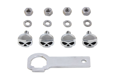 MotoTown 4-Bolt Steel Skull License Plate Mounting Hardware Kit, OEM 94546-05