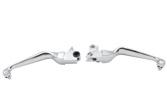 MotoTown Chrome Aluminum Skull-End Brake & Clutch Lever Set for 1996-2007 FXD/Softail and 1996-2003 XL