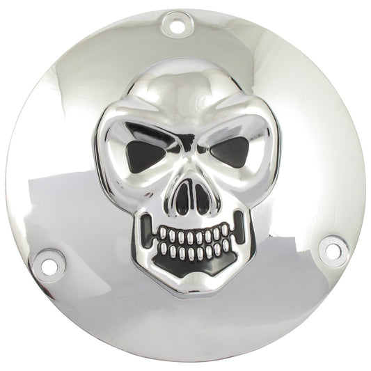 MotoTown 3D Skull 5-Hole Derby Cover, Chrome