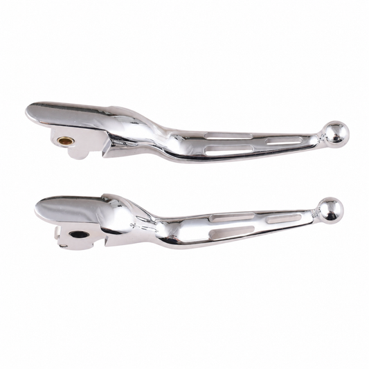 MotoTown Chrome Slotted Brake & Clutch Lever Set for Hydraulic Clutch, 2014-2016 Touring