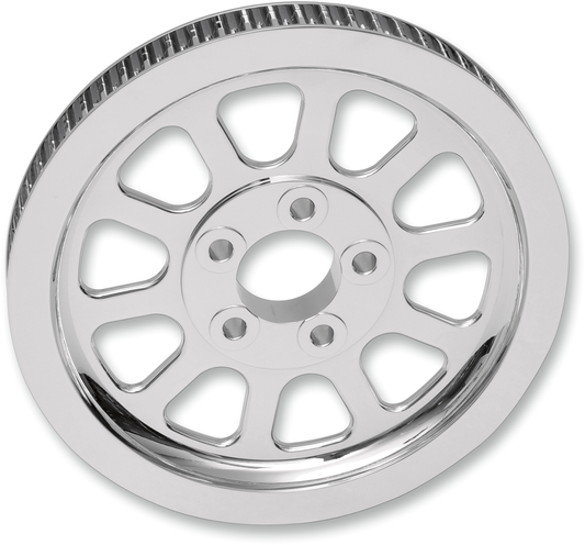 MotoTown 66-Tooth 1 in. Rear Belt Pulley - 10-Spoke Chrome, OEM 40325-07 for Selected 2007-2017 Softail
