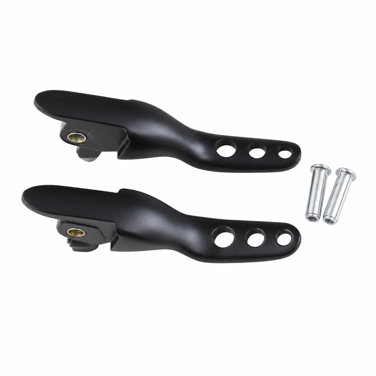 MotoTown 4 in. Short Drilled-Blade Brake & Clutch Lever Set, Black