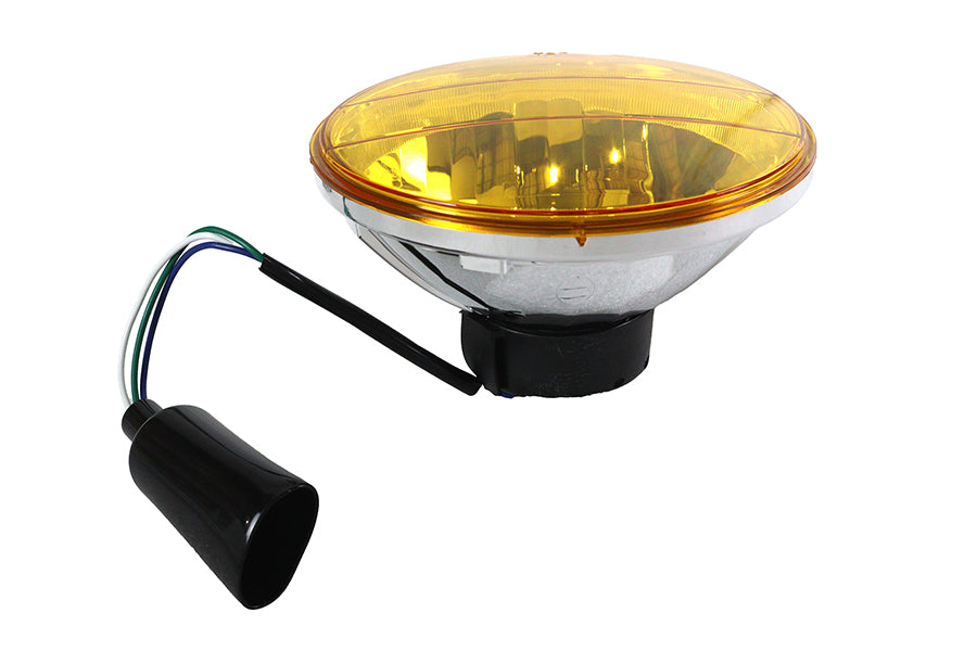 MotoTown 7 in. H4 琥珀色染色玻璃頭燈含內六角，12 V 60/55 W，適用 1979-2008 Touring / 1986-2008 Softail