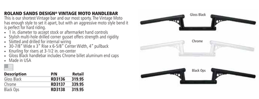 Roland Sands Design RSD-RD3137 HANDLEBARS 3" RISE