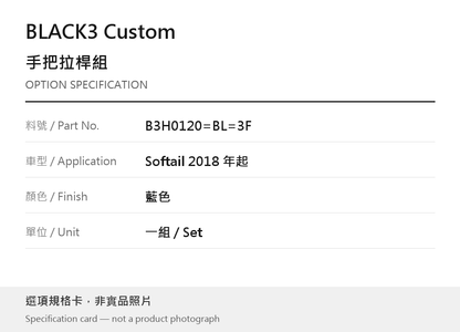 BLACK3 Custom B3H0120=BL=3F 藍色 選項規格卡，非實品照片