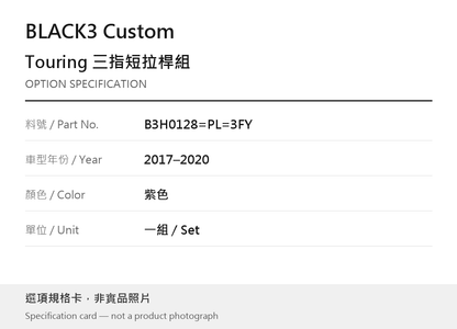 BLACK3 Custom B3H0128=PL=3FY 2017–2020 / 紫色 選項規格卡，非實品照片