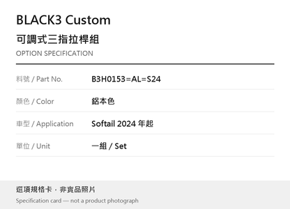 BLACK3 Custom B3H0153=AL=S24 鋁本色 / Softail 2024 年起 選項規格卡，非實品照片