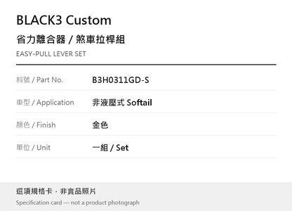 BLACK3 Custom B3H0311GD-S Softail 金色 選項規格卡，非實品照片