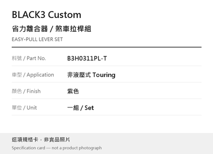 BLACK3 Custom B3H0311PL-T Touring 紫色 選項規格卡，非實品照片