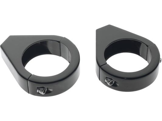 Custom Chrome Europe 660752 Black 41 mm Front Fork Turn Signal Relocation Clamps - Main View