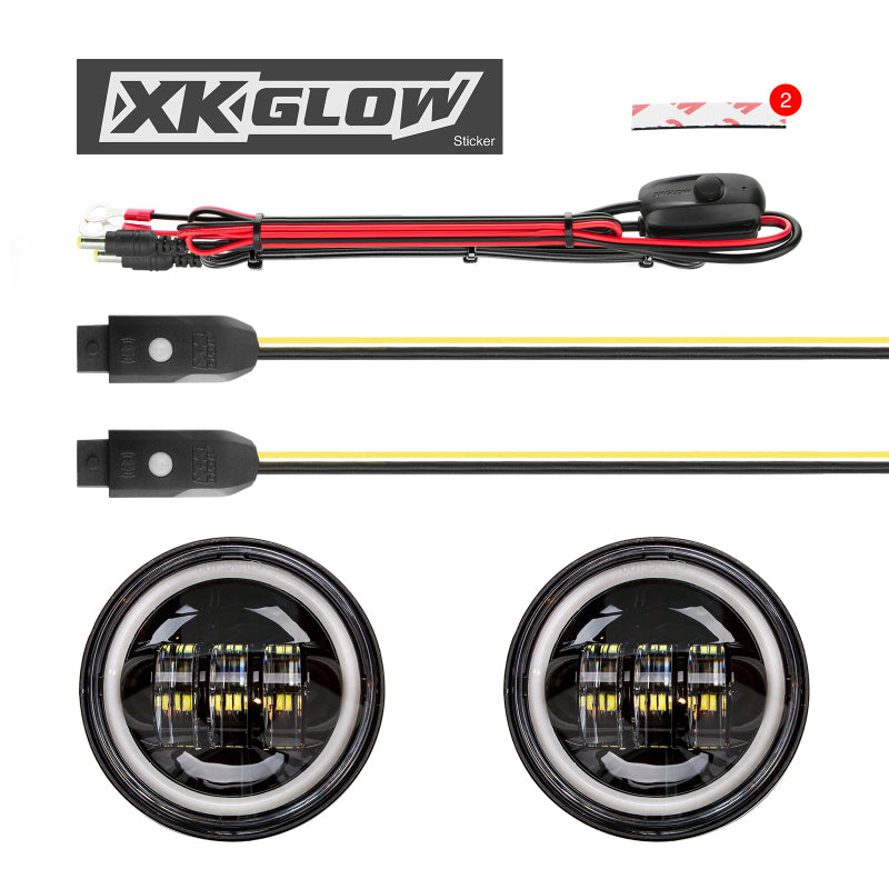 XKGLOW 4.5 吋 鍍鉻 RGB LED Harley 行車燈 XKchrome 藍牙 App 控制 套件｜XK042011-W