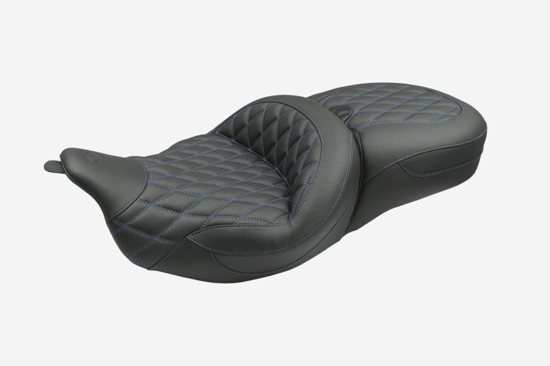 Mustang Seats 08-25 Harley FL Touring Rd King Sp, Rd Glide Ltd, Dble 菱形紋 Super Touring - 黑色/SB｜89538SB