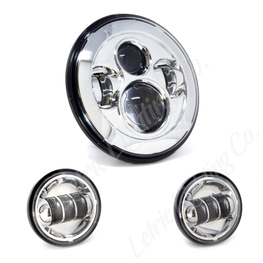 Letric Lighting 7 吋 LED 頭燈 附 輔助燈 鍍鉻｜LLC-ILHK-7C