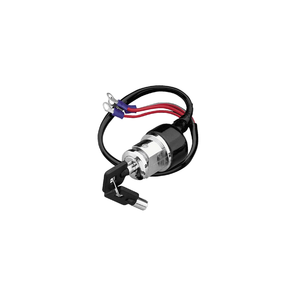 MotoTown 3-Position Round-Key Ignition Switch - Chrome for 1975-2003 Sportster XL and 1973-1985 FX