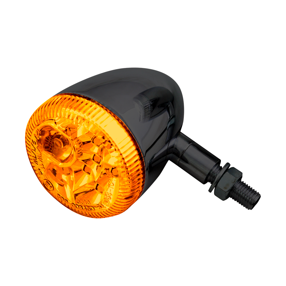 MotoTown 3-1 LED 子彈型方向燈組合式一對，黑色，含雙頭螺柱，琥珀色燈殼