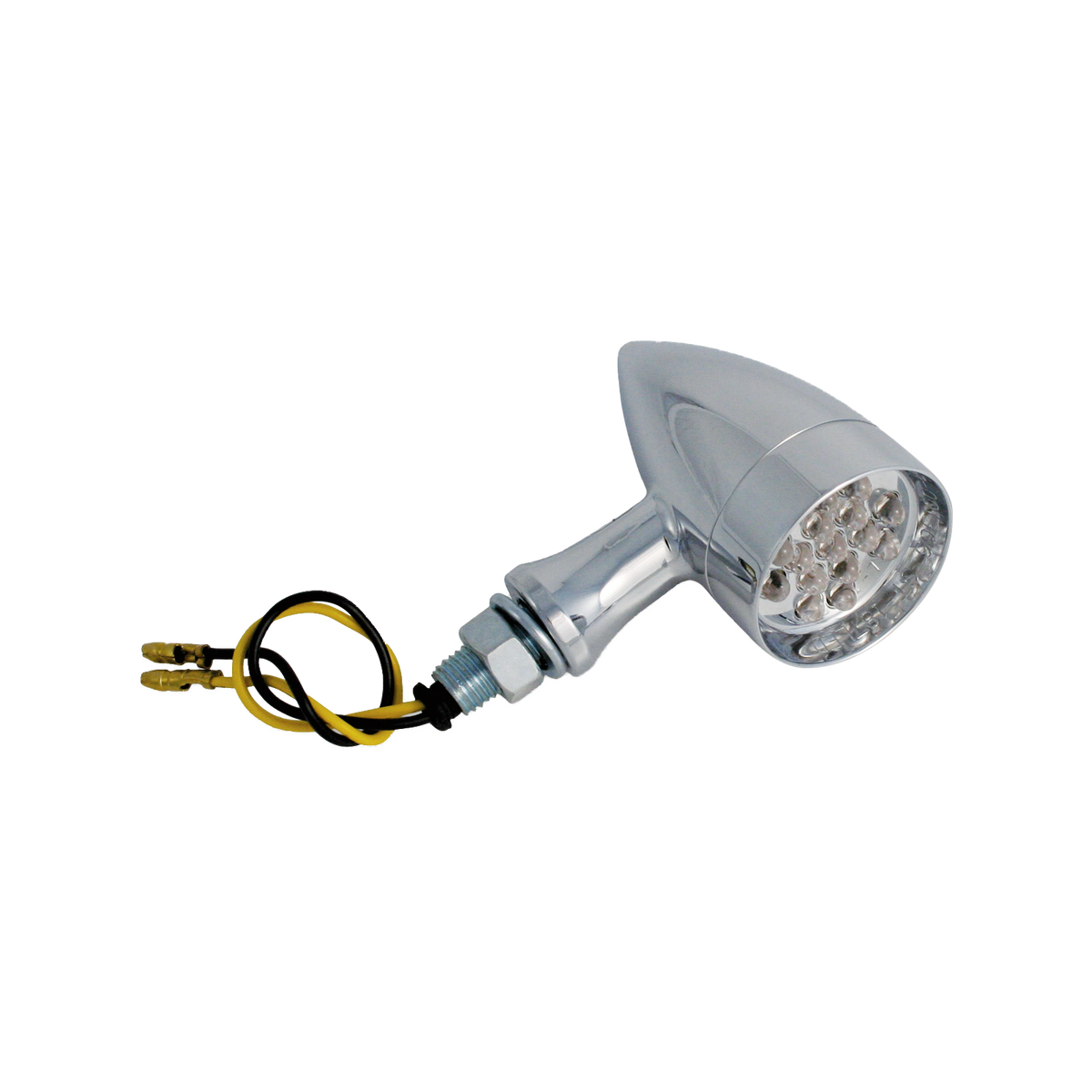 MotoTown Mini Turn Signal, Star, 12 V, Chrome, Amber LED, Clear Lens