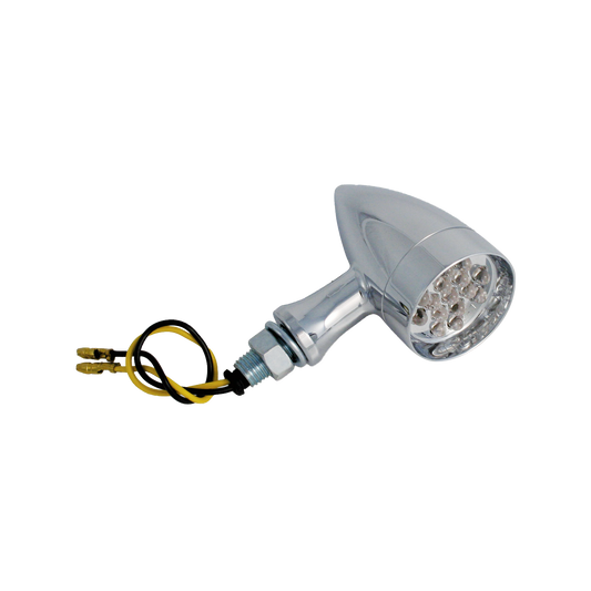 MotoTown Mini Turn Signal, Star, 12 V, Chrome, Amber LED, Clear Lens