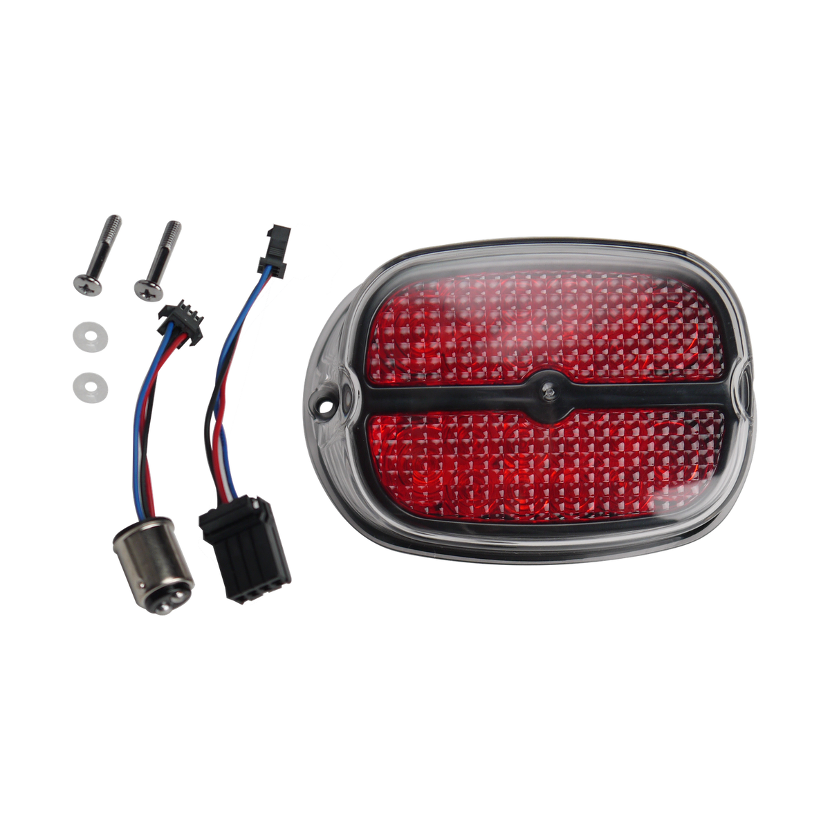 MotoTown LED 尾燈總成，紅色燈殼，黑色外殼