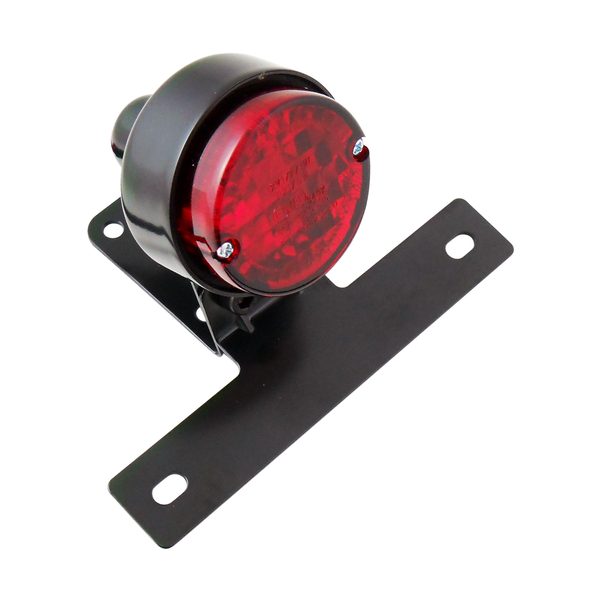 MotoTown Runaround Incandescent Taillight with Plate Bracket - Black / Red Lens, ECE