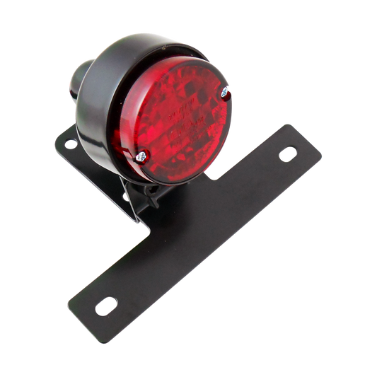 MotoTown Runaround Incandescent Taillight with Plate Bracket - Black / Red Lens, ECE