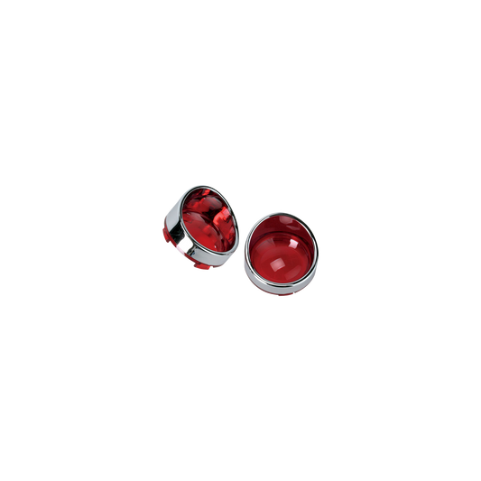 MotoTown Turn Signal Visor Bezel with Red Lens - Chrome