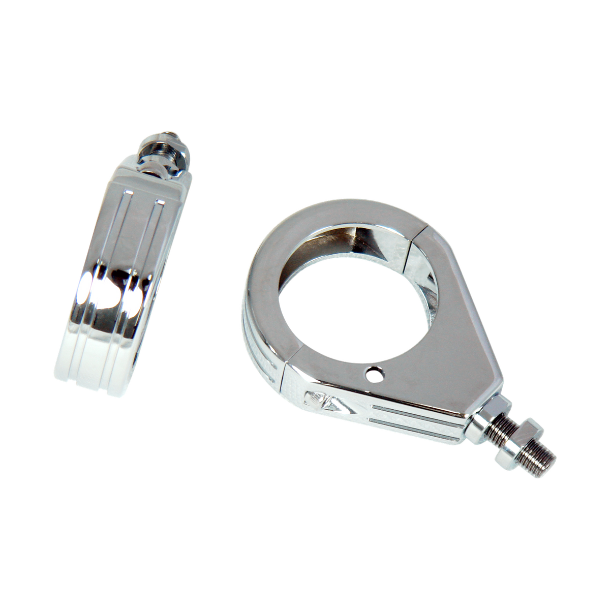 MotoTown 41 mm Fork-Mount Turn Signal Clamp Kit with Hardware - Chrome (Pair)