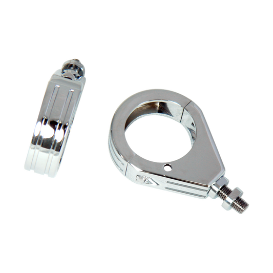 MotoTown 41 mm Fork-Mount Turn Signal Clamp Kit with Hardware - Chrome (Pair)