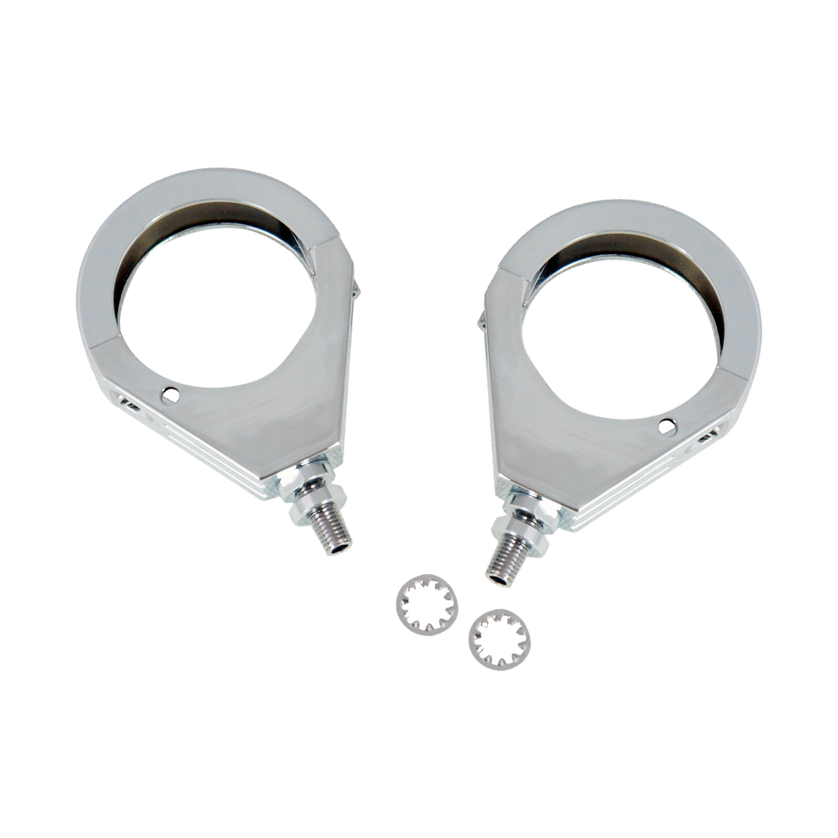 MotoTown Turn Signal Clamp Kit, Front, 49 mm Fork, Chrome