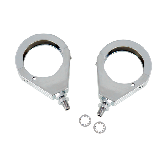 MotoTown Turn Signal Clamp Kit, Front, 49 mm Fork, Chrome