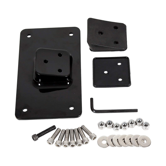 MotoTown Flat 3-Hole License-Plate Bracket with Rubber Spacers - Black Powder Coat