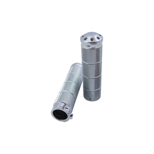 MotoTown Coarse-Knurled Cable-Throttle Grip Pair - Chrome for 1996-2021 Sportster XL and 1996-2017 Dyna