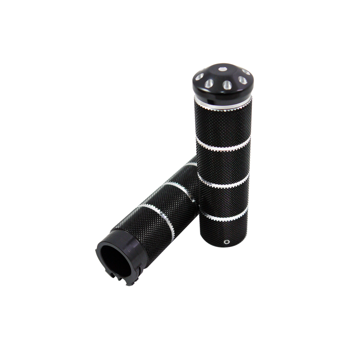 MotoTown Coarse-Knurled Cable-Throttle Grip Pair - Black for 1996-2021 Sportster XL and 1996-2017 Dyna