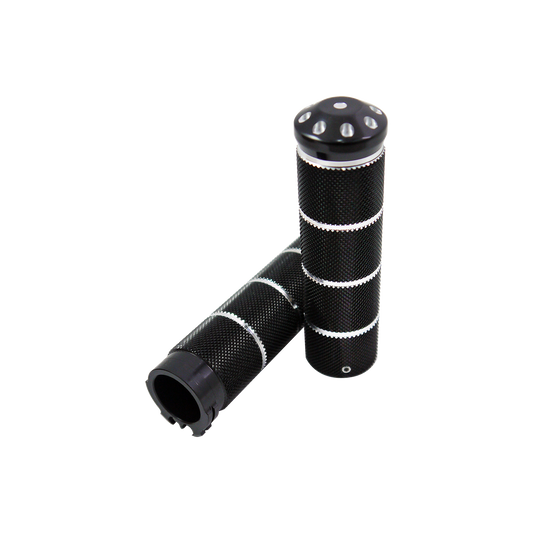 MotoTown Coarse-Knurled Cable-Throttle Grip Pair - Black for 1996-2021 Sportster XL and 1996-2017 Dyna
