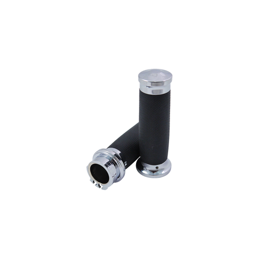 MotoTown Caliber Grip Set for Cable Throttle - Chrome