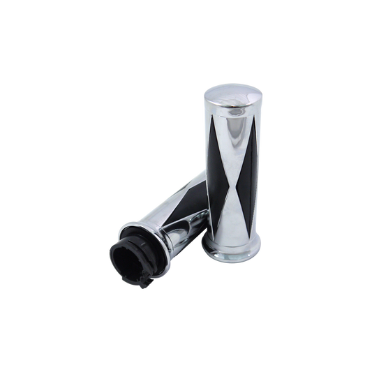 MotoTown Dual-Cable-Throttle Spur Grip Pair, 1 in. / 1-1/8 in. x 5 in. - Chrome