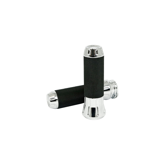 MotoTown Cobra Billet Grip Set for Cable Throttle - Chrome