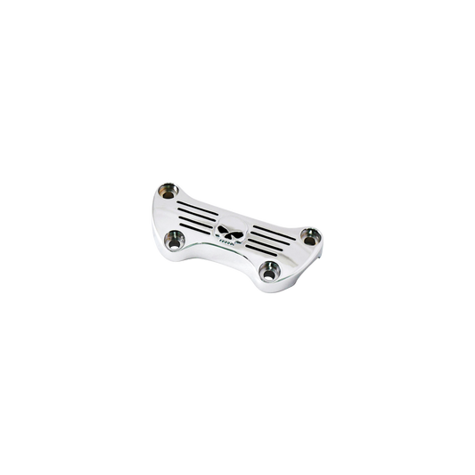 MotoTown Skull Handlebar Top Clamp with Short Skirt - Chrome for 1974+ FX / FXR / FLH / FXST