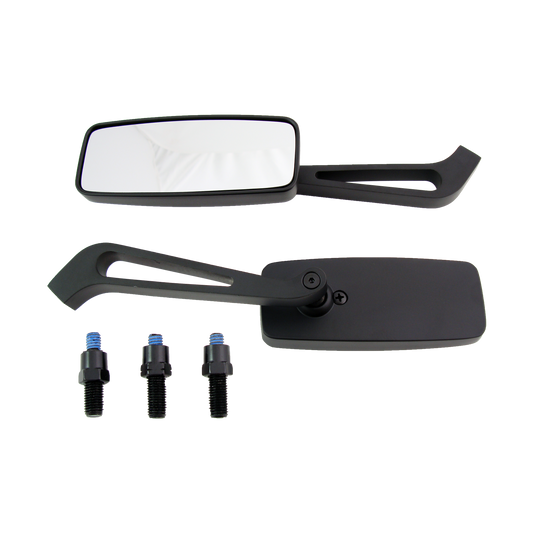 MotoTown Street-Rage 10 mm Mirror Pair - Matte Black
