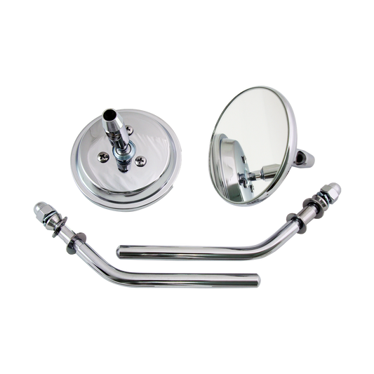 MotoTown 3 in. Round Mirror Pair with 4 in. Stems - Chrome
