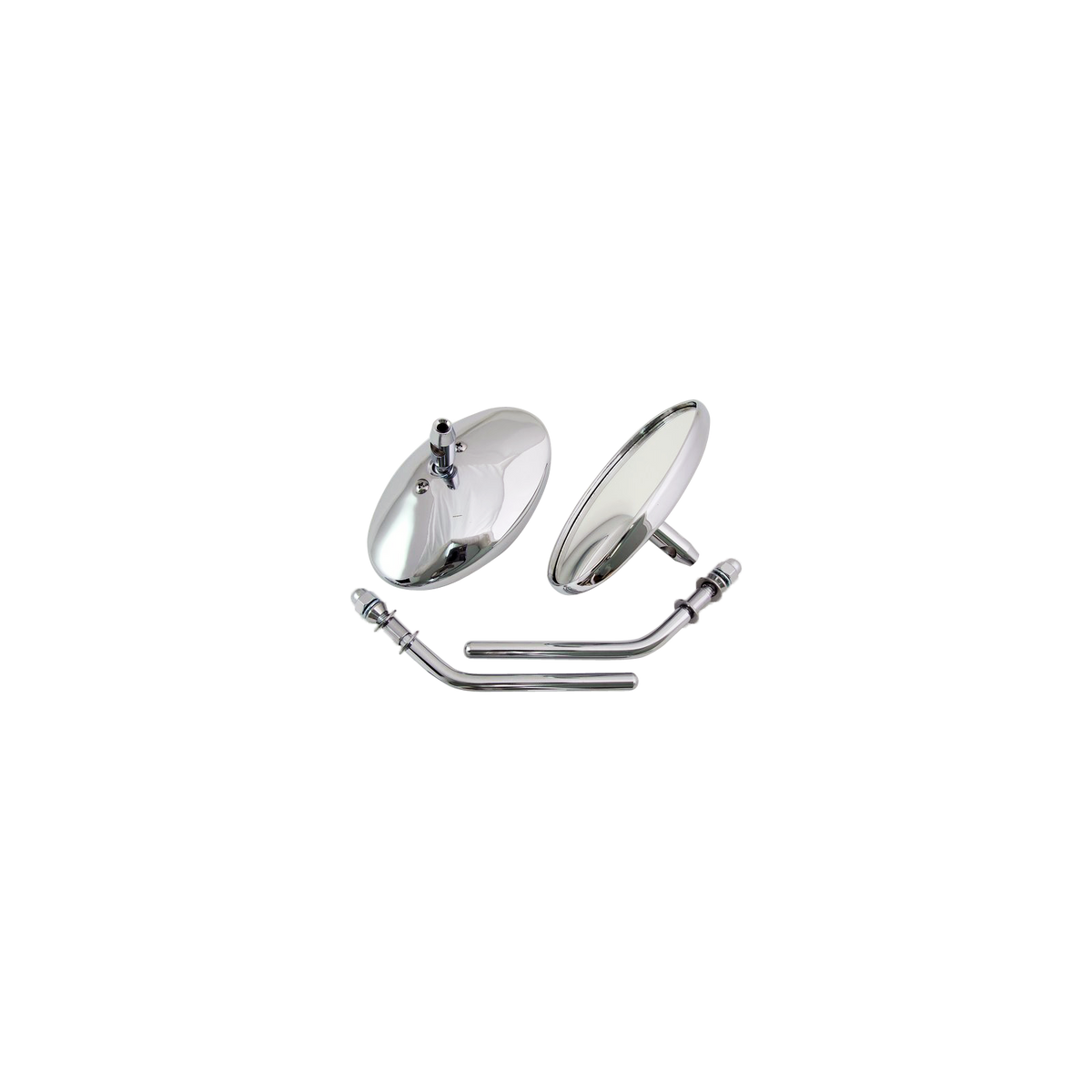 MotoTown Mirror Set, Oval, Chrome - Silver for 1982+ Harley-Davidson