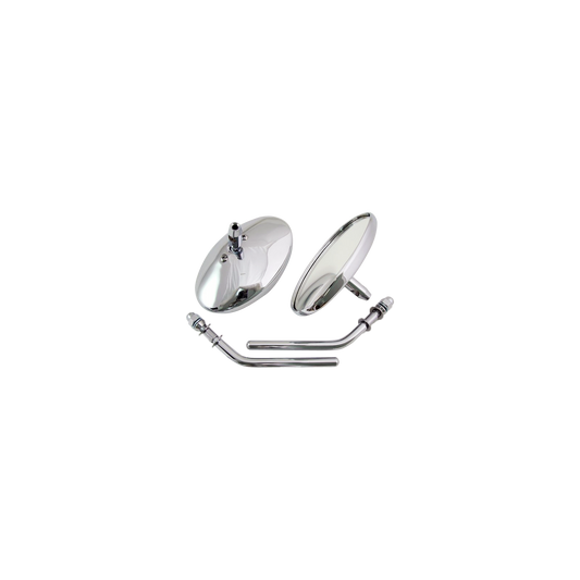 MotoTown Mirror Set, Oval, Chrome - Silver for 1982+ Harley-Davidson