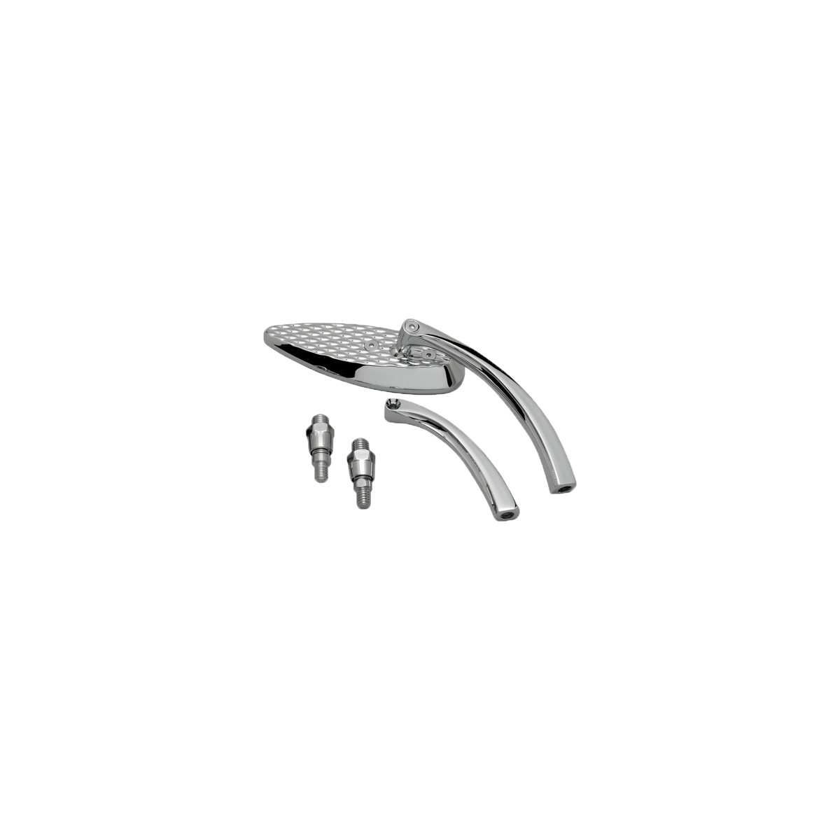 MotoTown Embossed-Back Eye-Shaped Mirror - Polished Chrome for 1965+ H-D