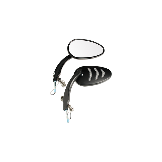 MotoTown 3-Light Billet LED Turn-Signal Mirror Pair - Black