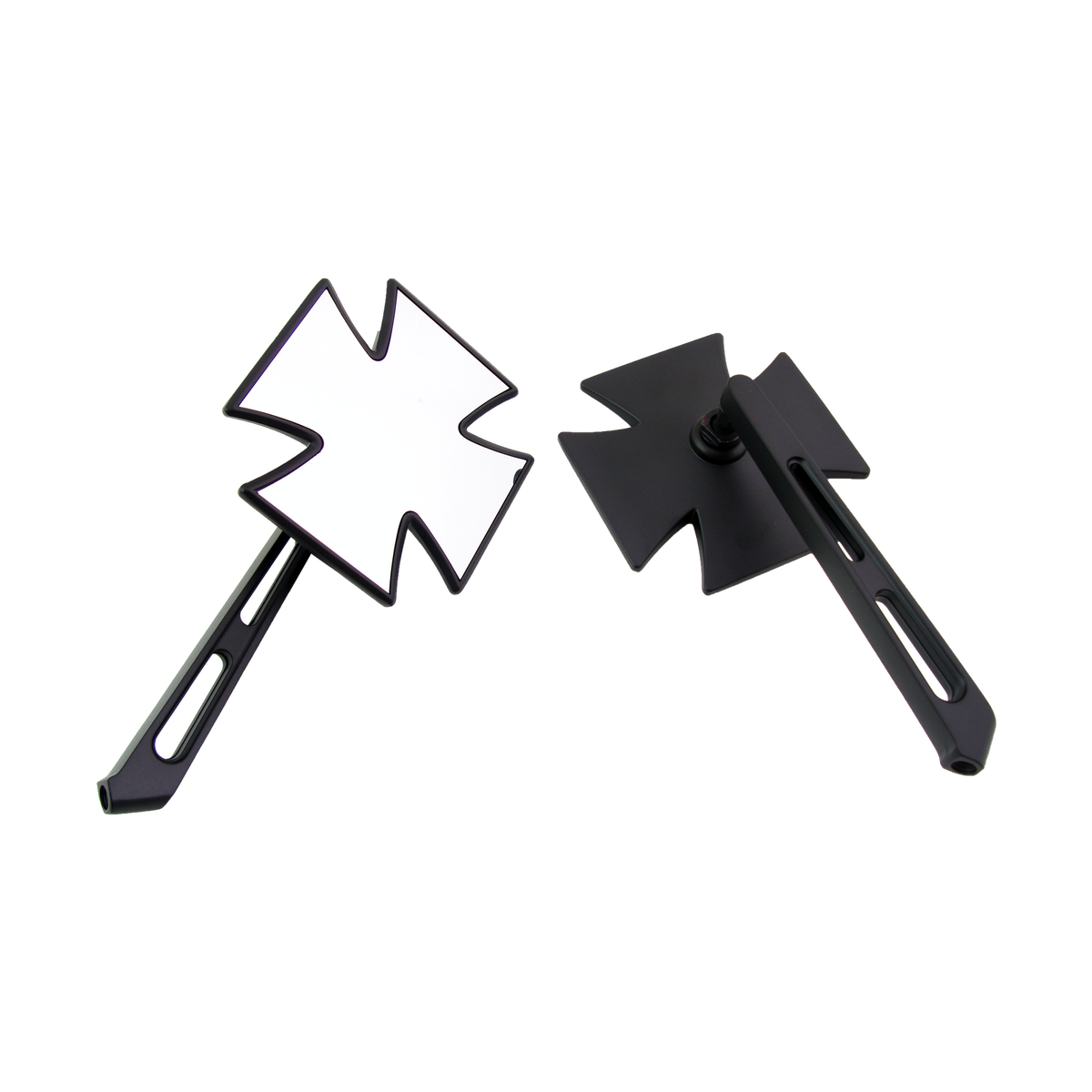 MotoTown Cross-Style Mirror Pair - Black