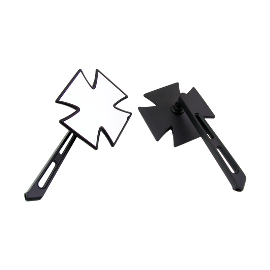 MotoTown Cross-Style Mirror Pair - Black